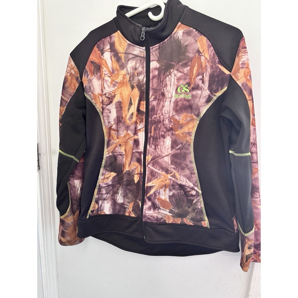 GS Stag Outdoor Active Jacket Women's Camo Neon Green Stitching Large 44x27